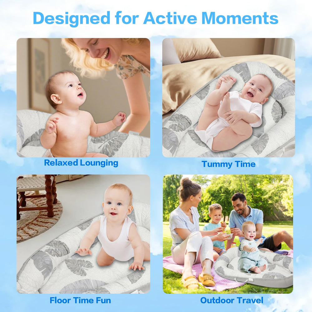 Compact and tidy setup showing daily use of the BEMPUS baby lounger