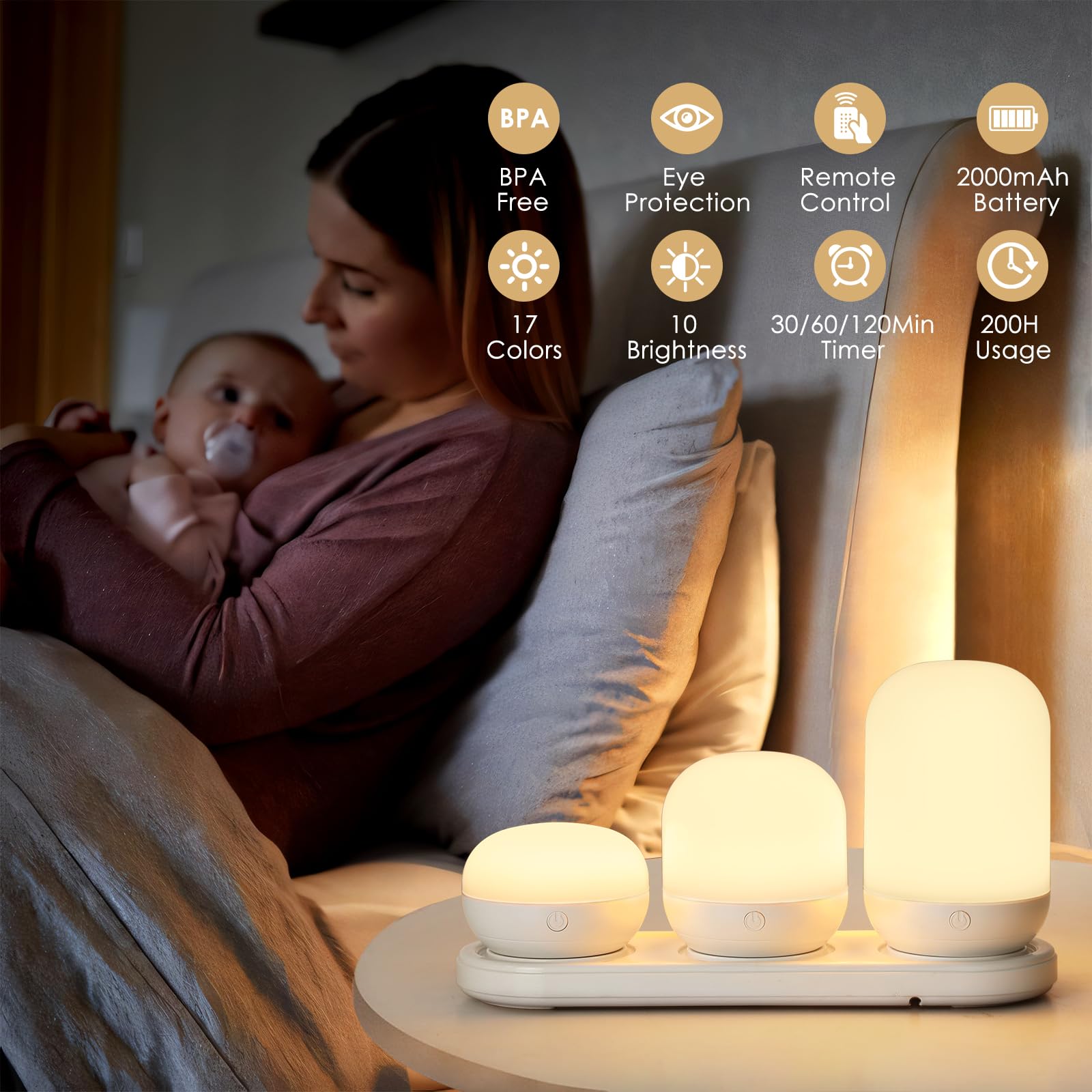 Benaep egg night light shows color-changing options for mood ambience.