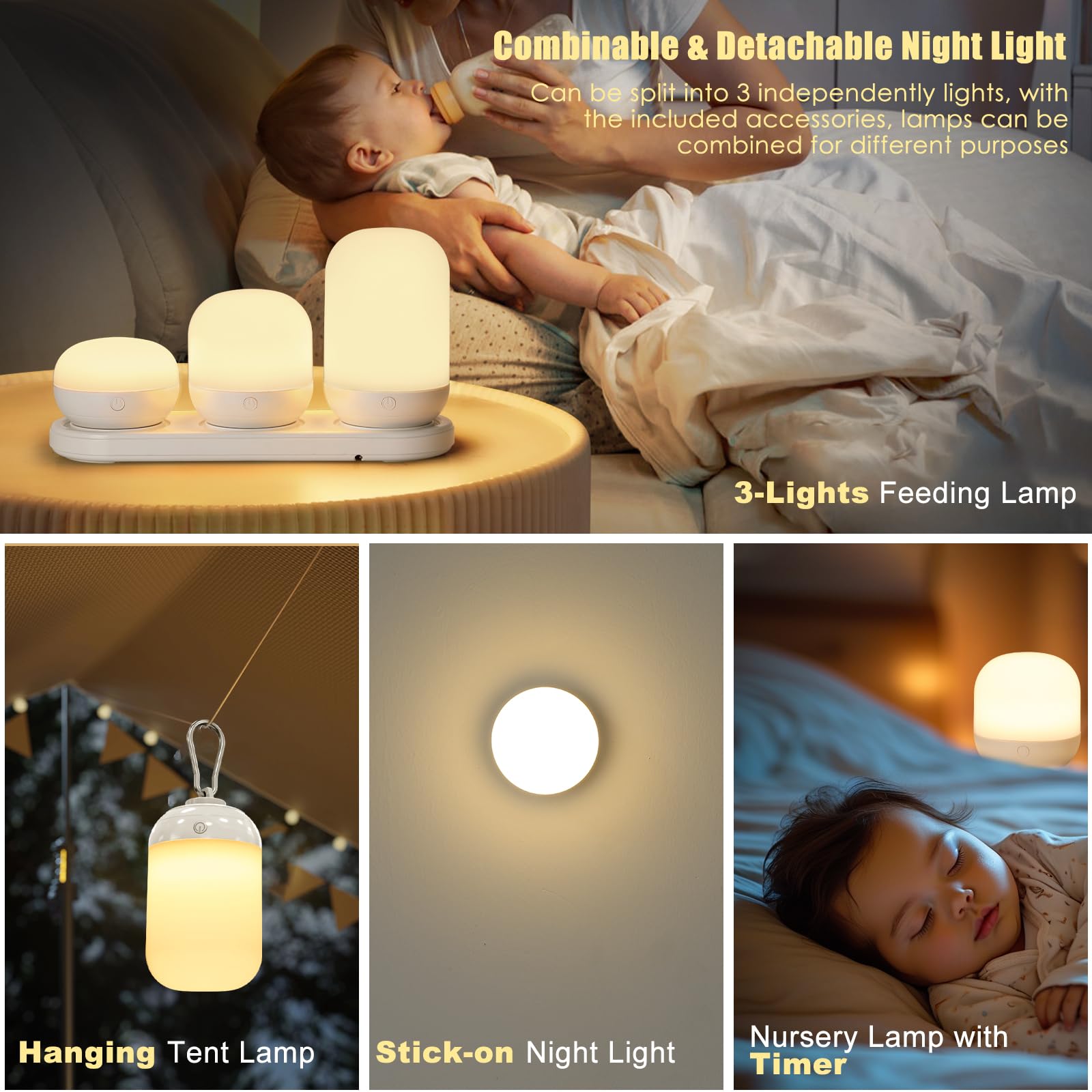 Benaep night light accessories enable wall mounting or clip-on use.