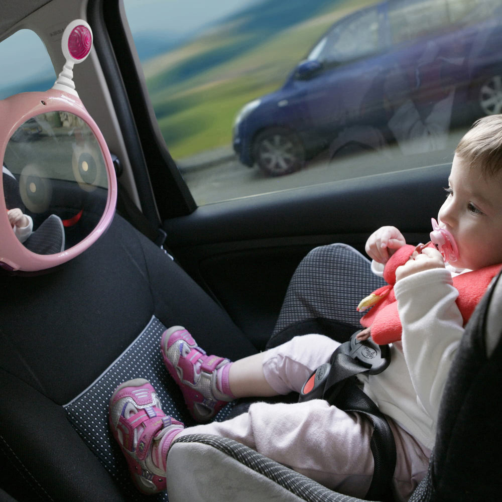 BENBAT Active Baby Car Mirror pink entertainment mode with engaging visuals