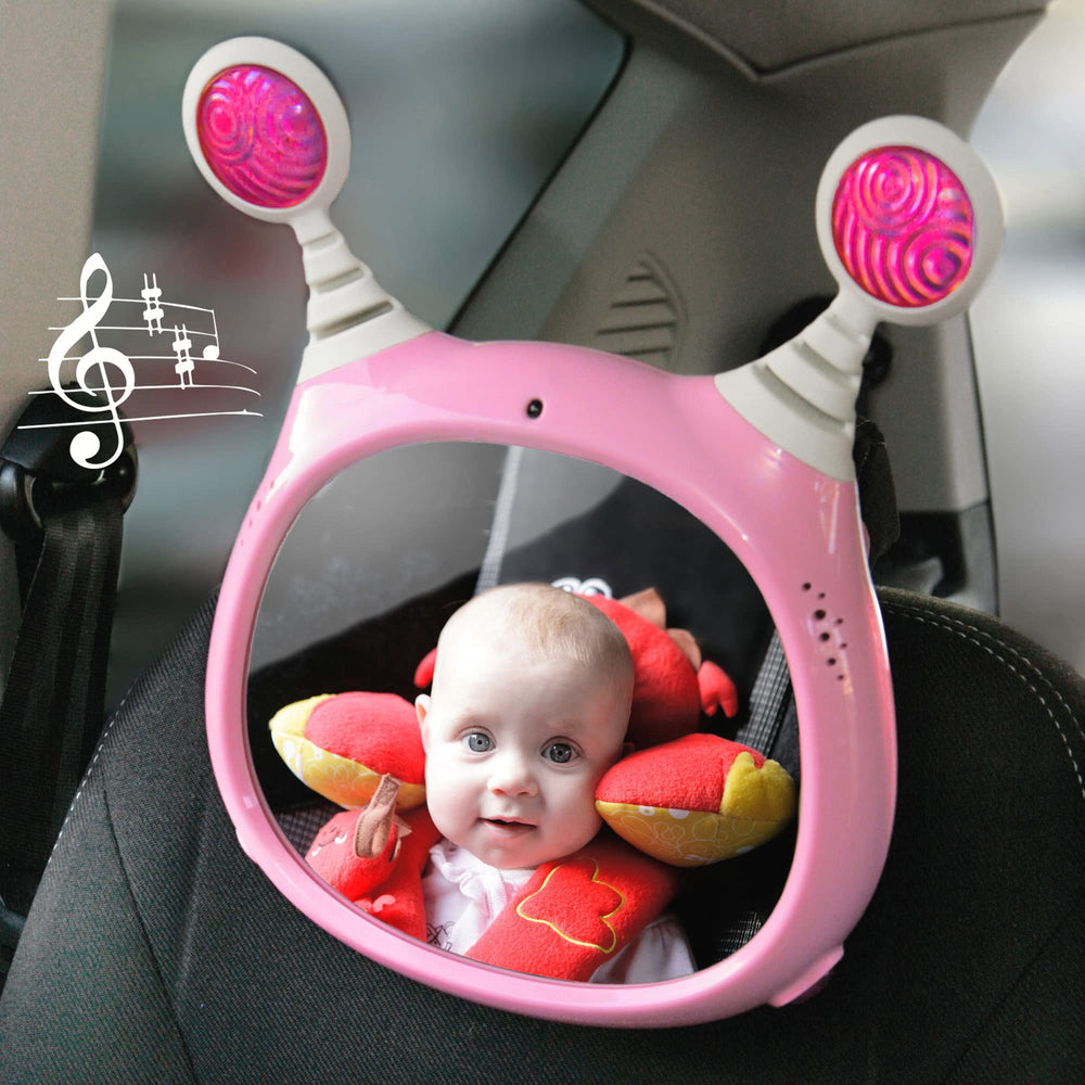 BENBAT Active Baby Car Mirror pink face closeup captures baby's facial cues clearly