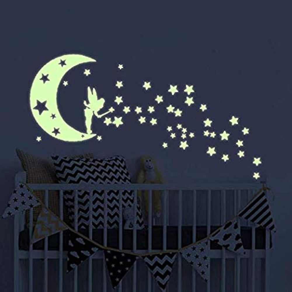Benbo Moon Glow wall stickers illuminate nursery with soft eco-friendly light.