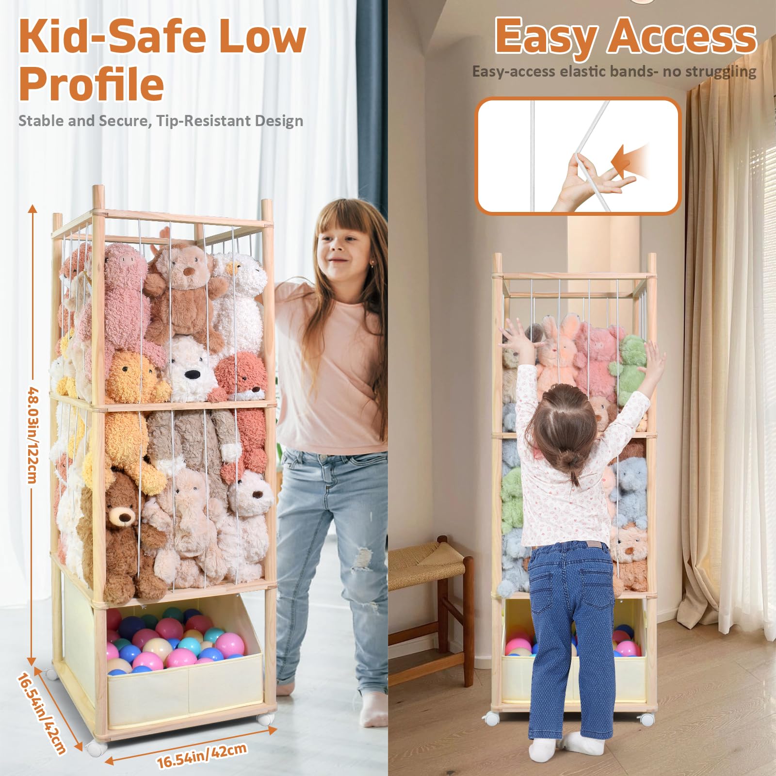 BENCHRY removable fabric drawer keeps small toys accessible and easy to sort.