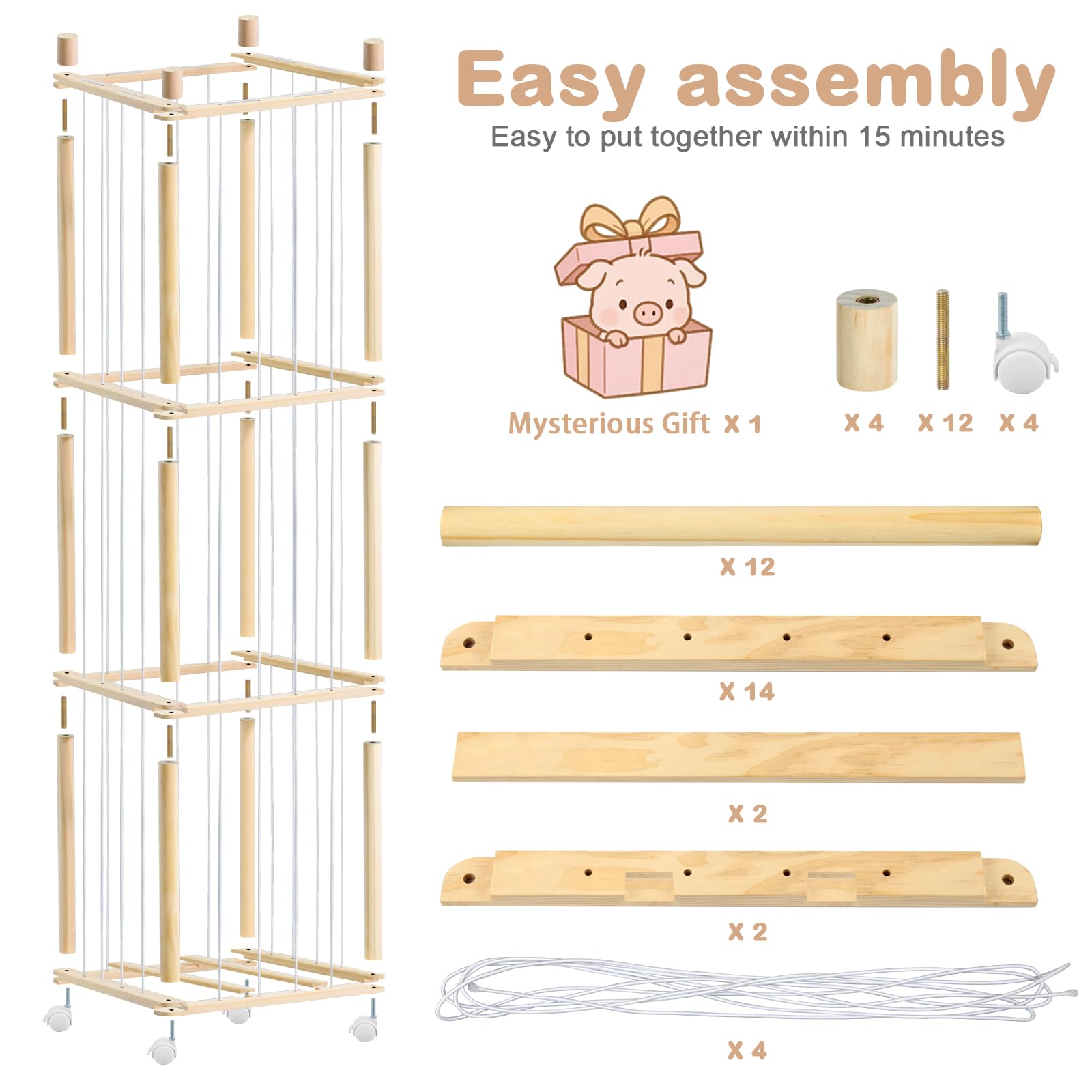 BENCHRY wooden frame enhances durability while storing plush toys.