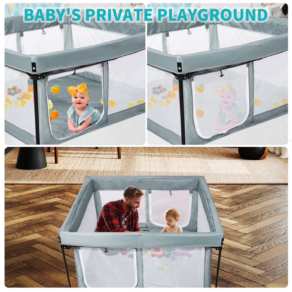 Bend River indoor-outdoor playpen ideal for home or trips.