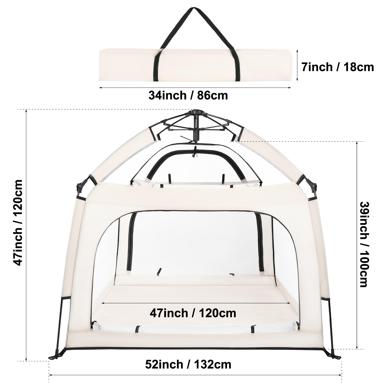 Bend River playpen showing zippered door safety feature to keep baby inside