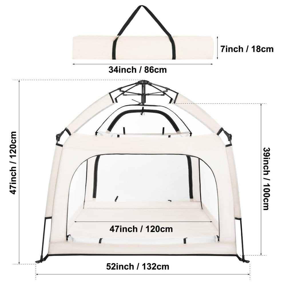 Bend River playpen showing zippered door safety feature to keep baby inside