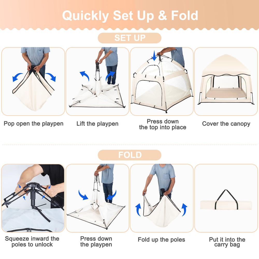 Bend River portable playpen folded into compact travel bag for easy transport