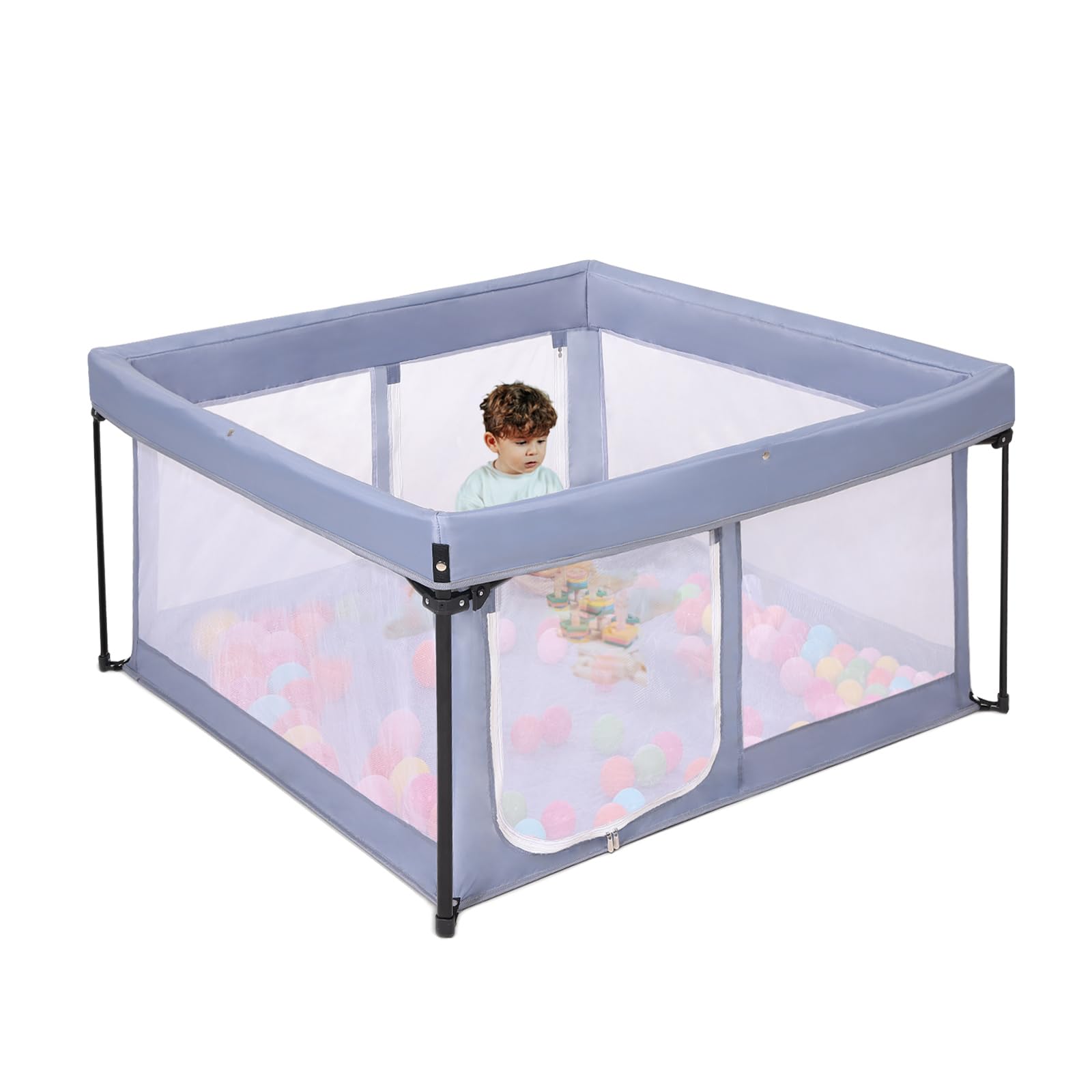 Bend River portable playpen with padded floor for safe indoor exploration