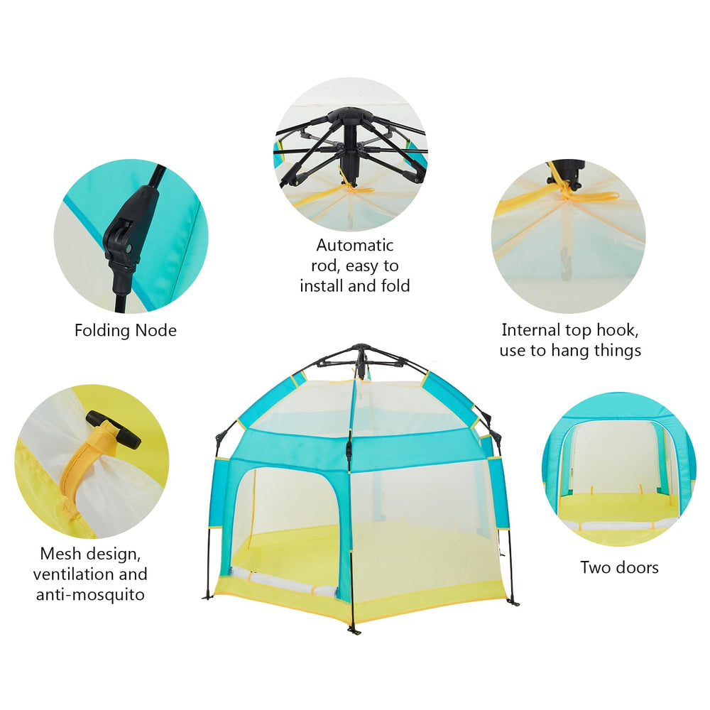 Bend River toddler play yard for indoor or outdoor supervision.