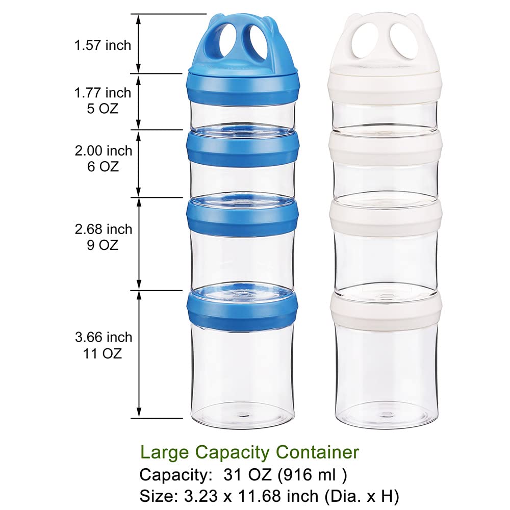Transparent four-compartment design lets you see contents at a glance.