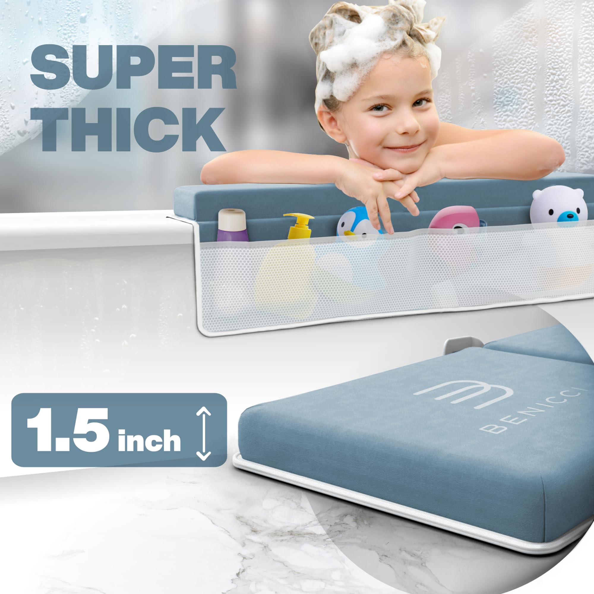 Benicci baby bath seat with suction cups stays securely in place.