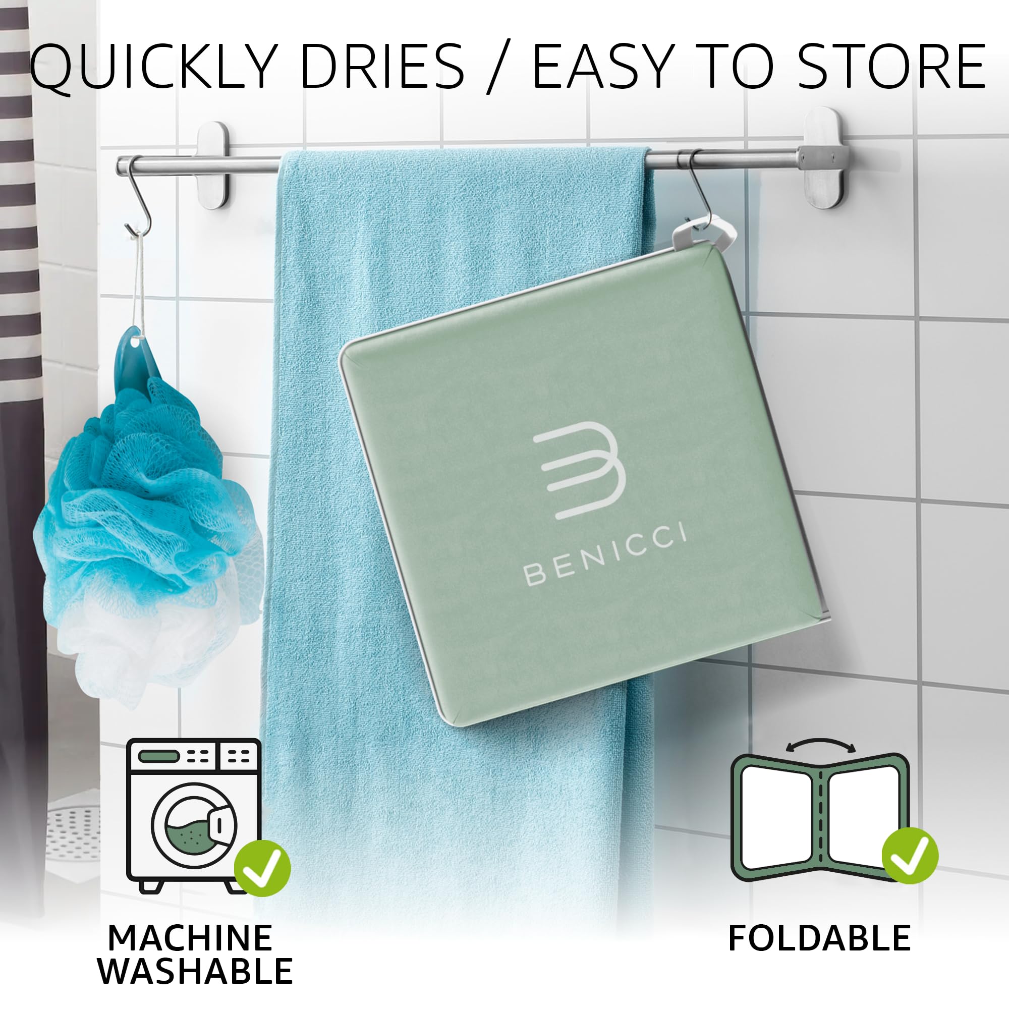 Benicci non-slip design helps prevent slips in wet tubs