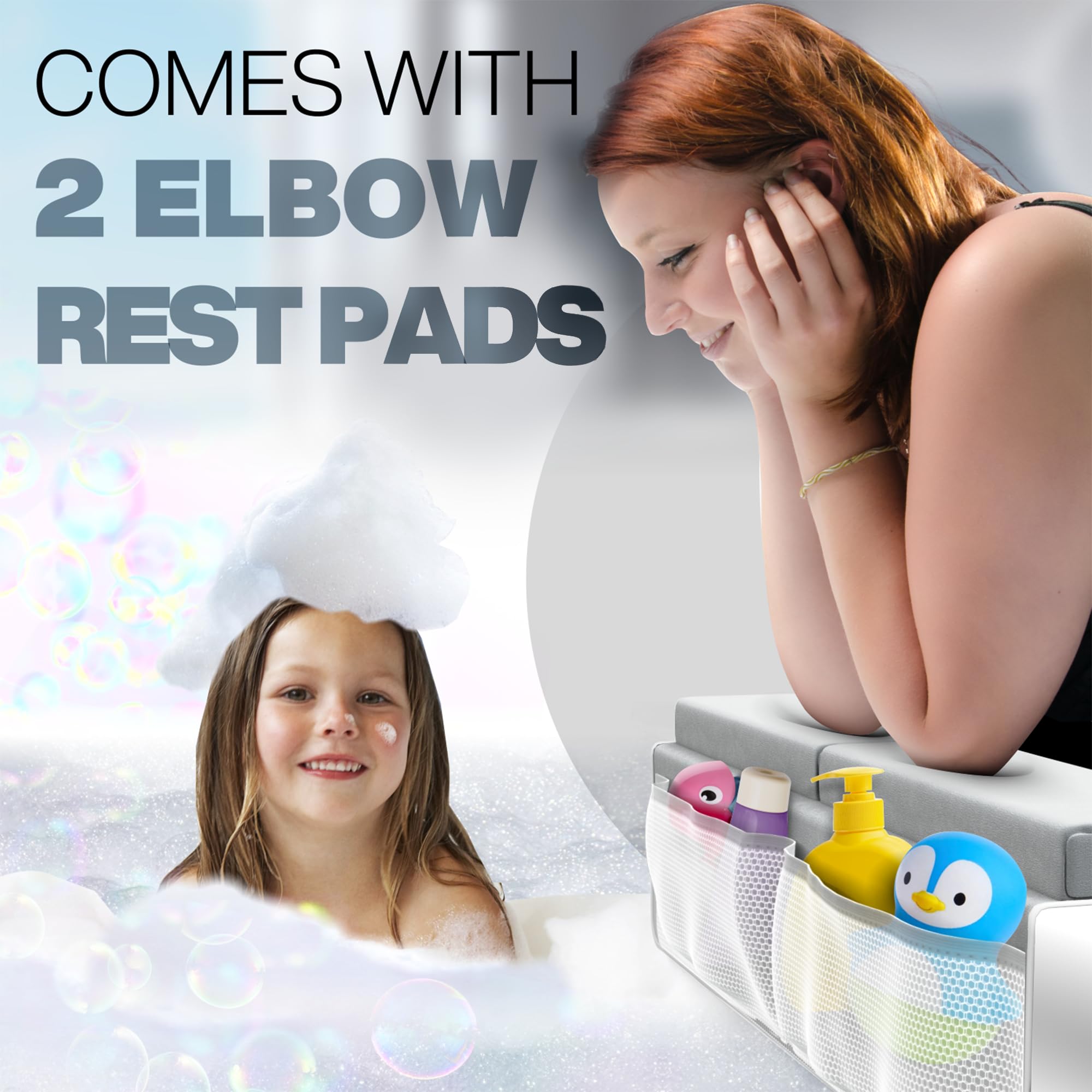 Benicci toy organizer pockets keep bath essentials within reach during baths.