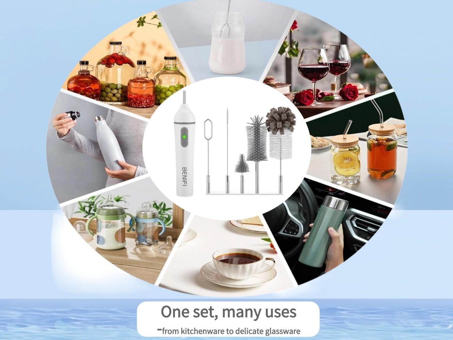 Benifi Electric Bottle Cleaner Pro formula mixer feature demonstrated.