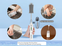 Benifi Electric Bottle Cleaner Pro sponge brush close-up for delicate bottles.