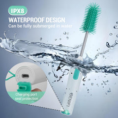 Benifi fully waterproof bottle brush resists splashes during cleaning sessions.
