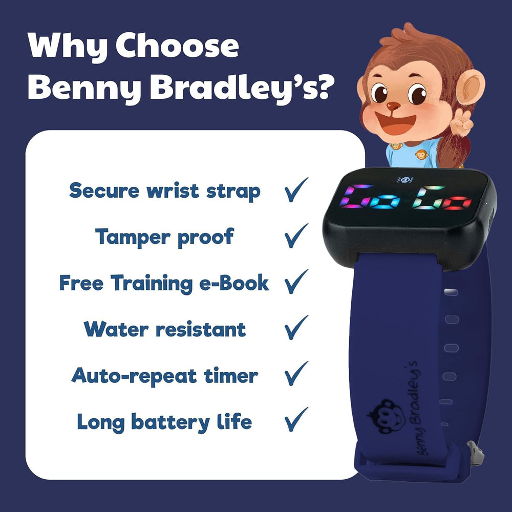 Benny Bradley's navy color option shown on the display.