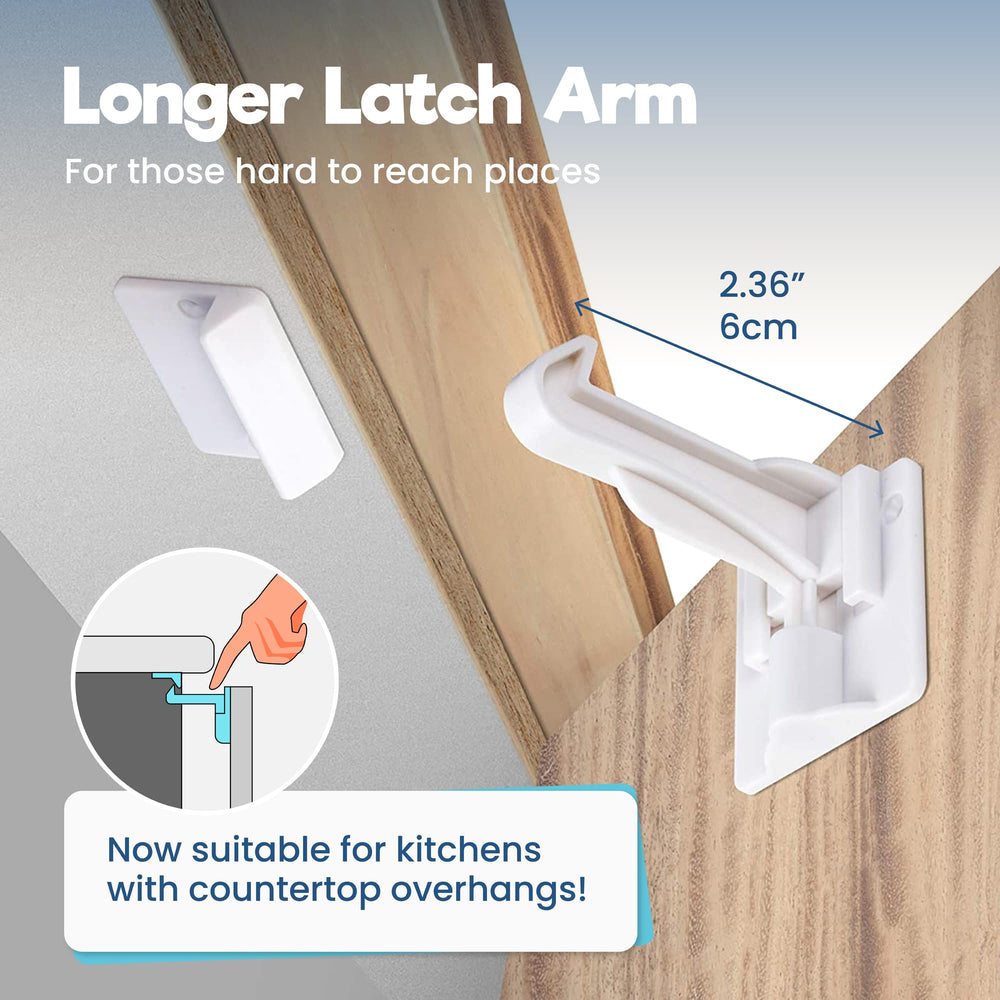Benny Bradley's no-drill latch shows easy, tool-free installation for cabinets and drawers.