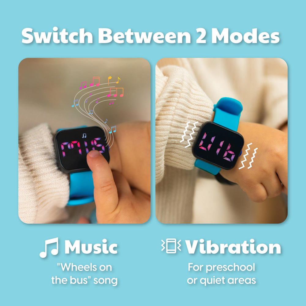 Benny Bradley's Potty Watch V2 sky strap close-up, non-toxic silicone material