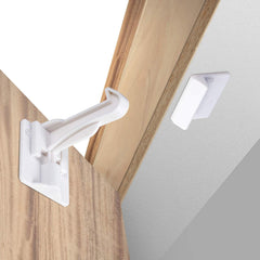 Benny Bradley's upgraded invisible cabinet latch with overhang compatibility demonstrates sleek, secure, drill-free installation.