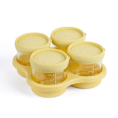 Benny Bunny glass jars with silicone lids and tray for organized meals on the go.