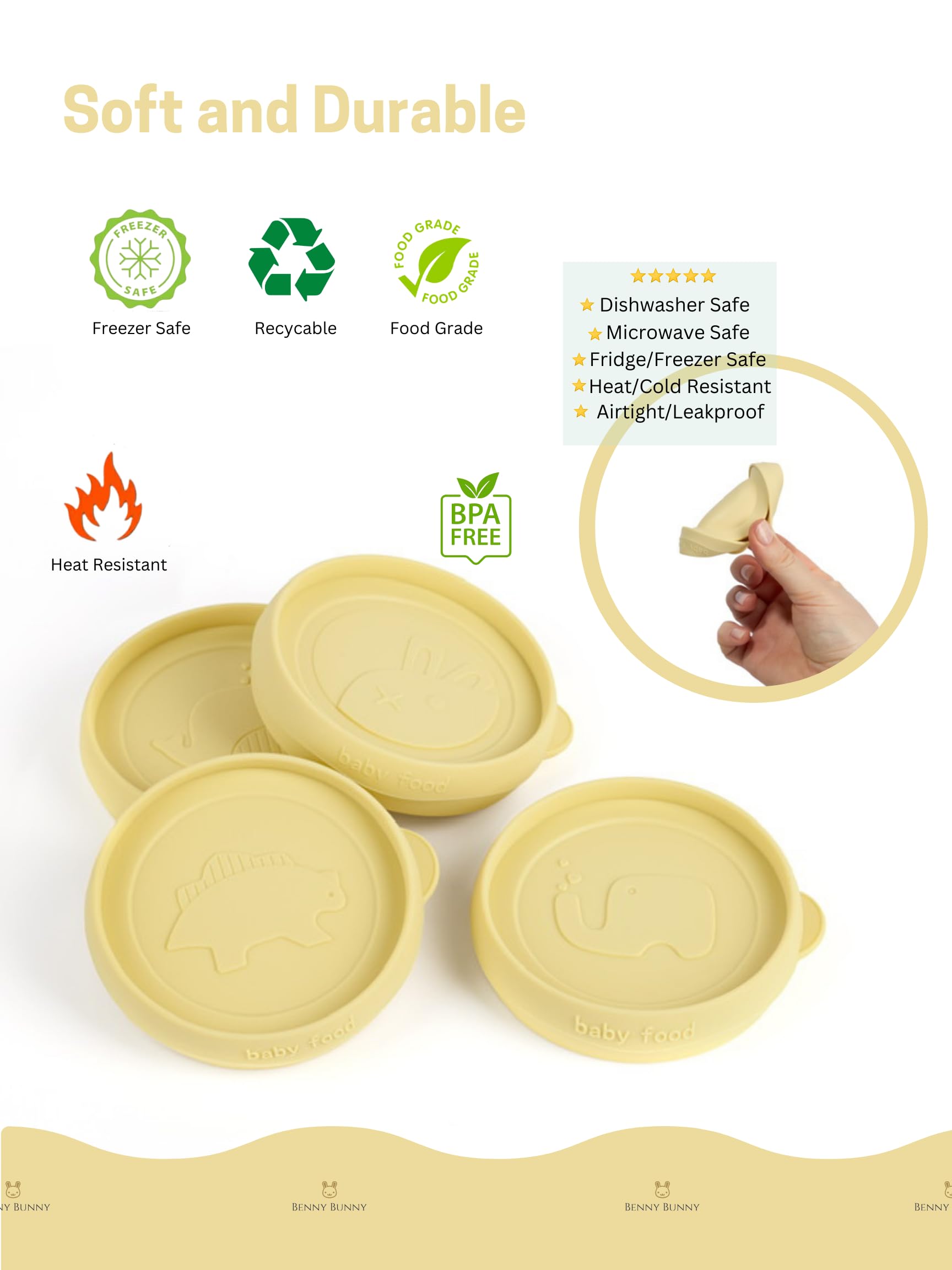 Tray helps Benny Bunny jars stay organized in the fridge or freezer.