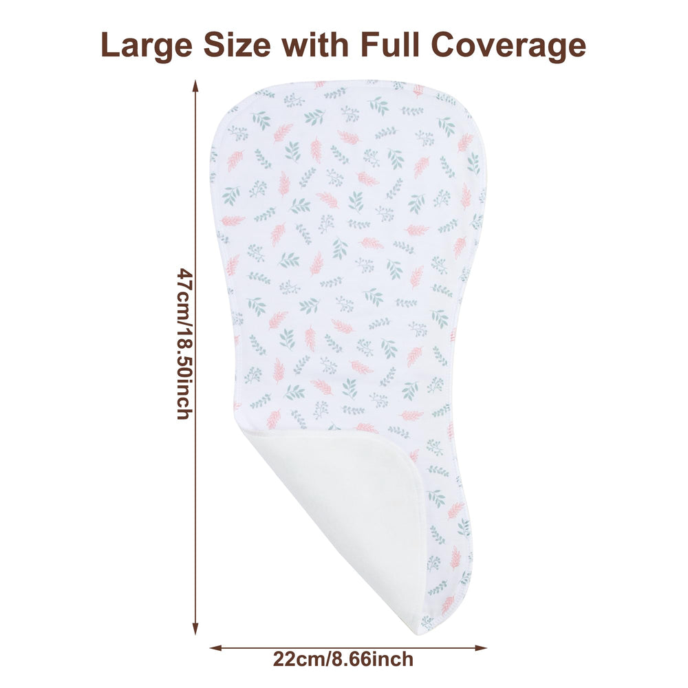 Benoxine 18.5 by 8.7 inches burp cloth fits across shoulders.