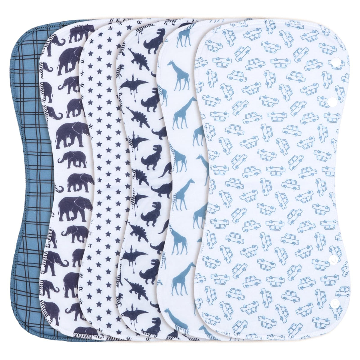 Benoxine 6-pack burp cloths featuring soft cotton protecting delicate skin