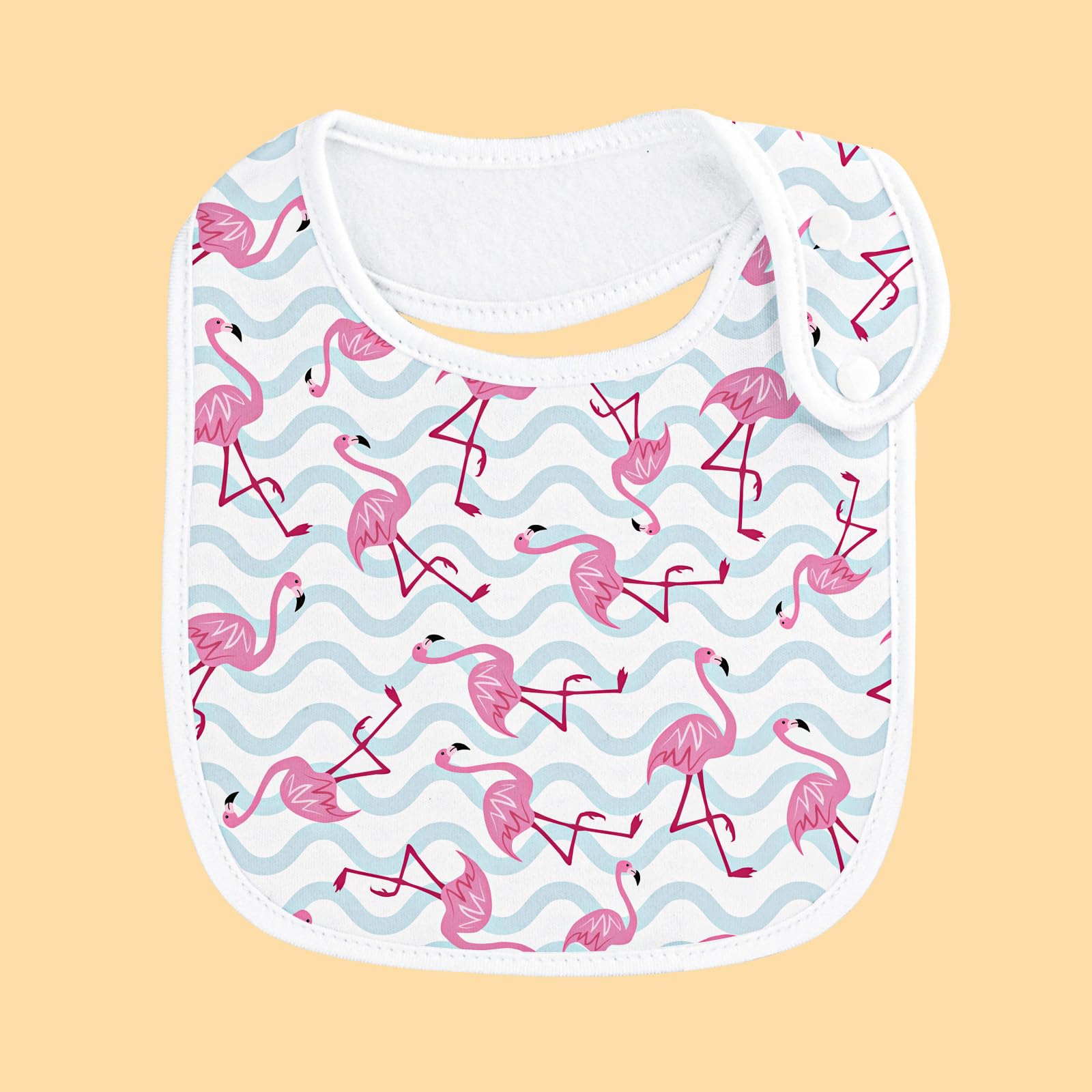 Benoxine baby bib worn by baby shows everyday comfort and coverage.