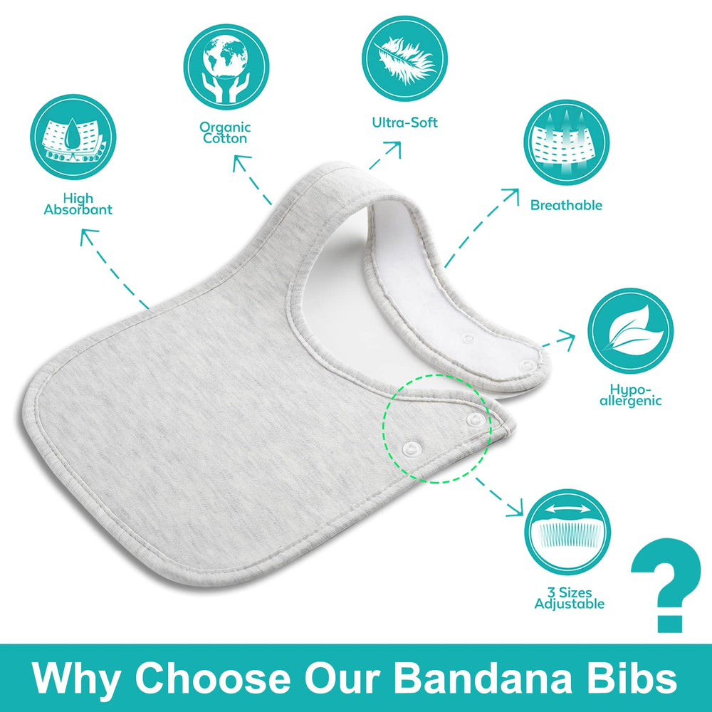 Benoxine 12-pack bandana bibs in neutral colors for daily wear.