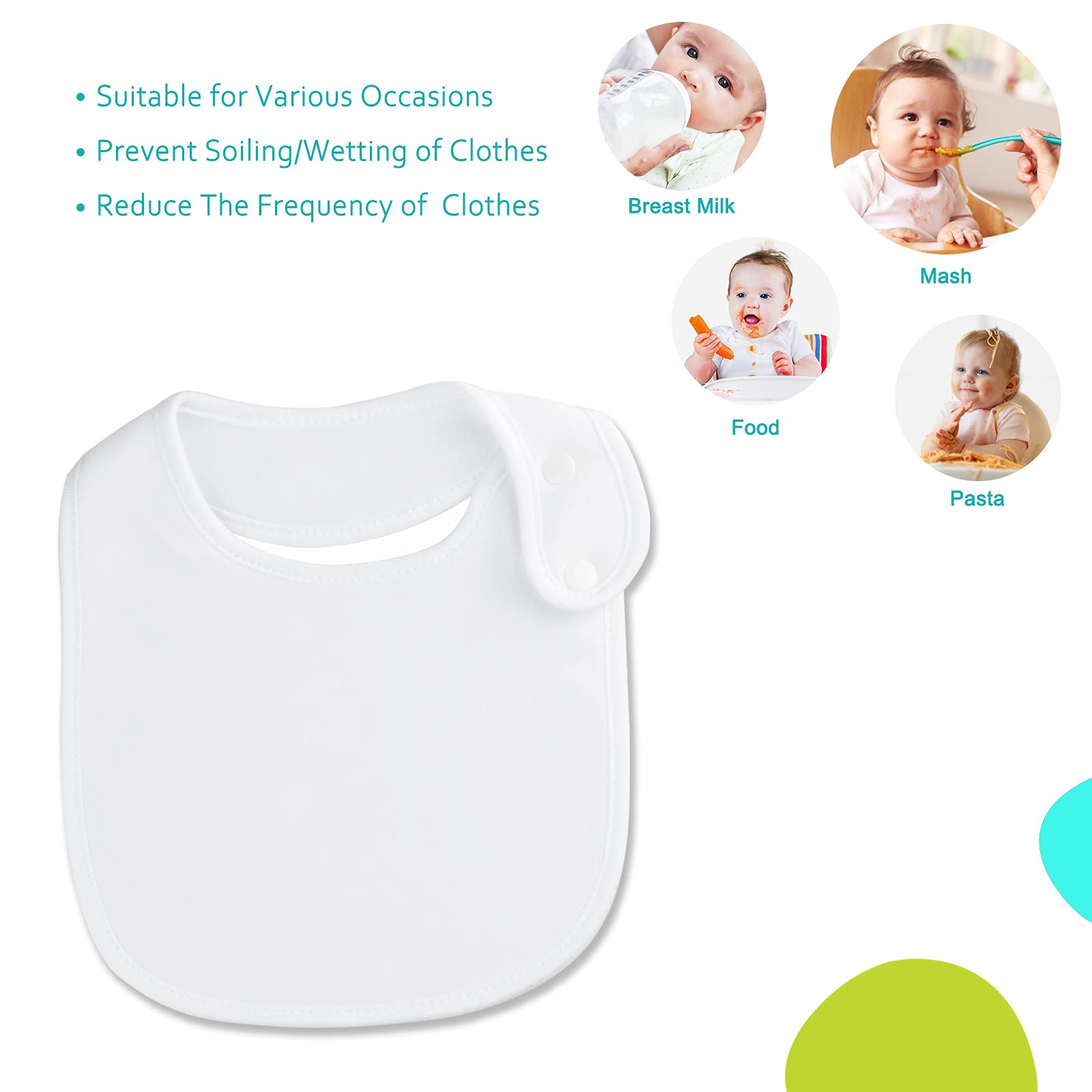 Flat lay of 12-pack Benoxine bibs showing neutral colors