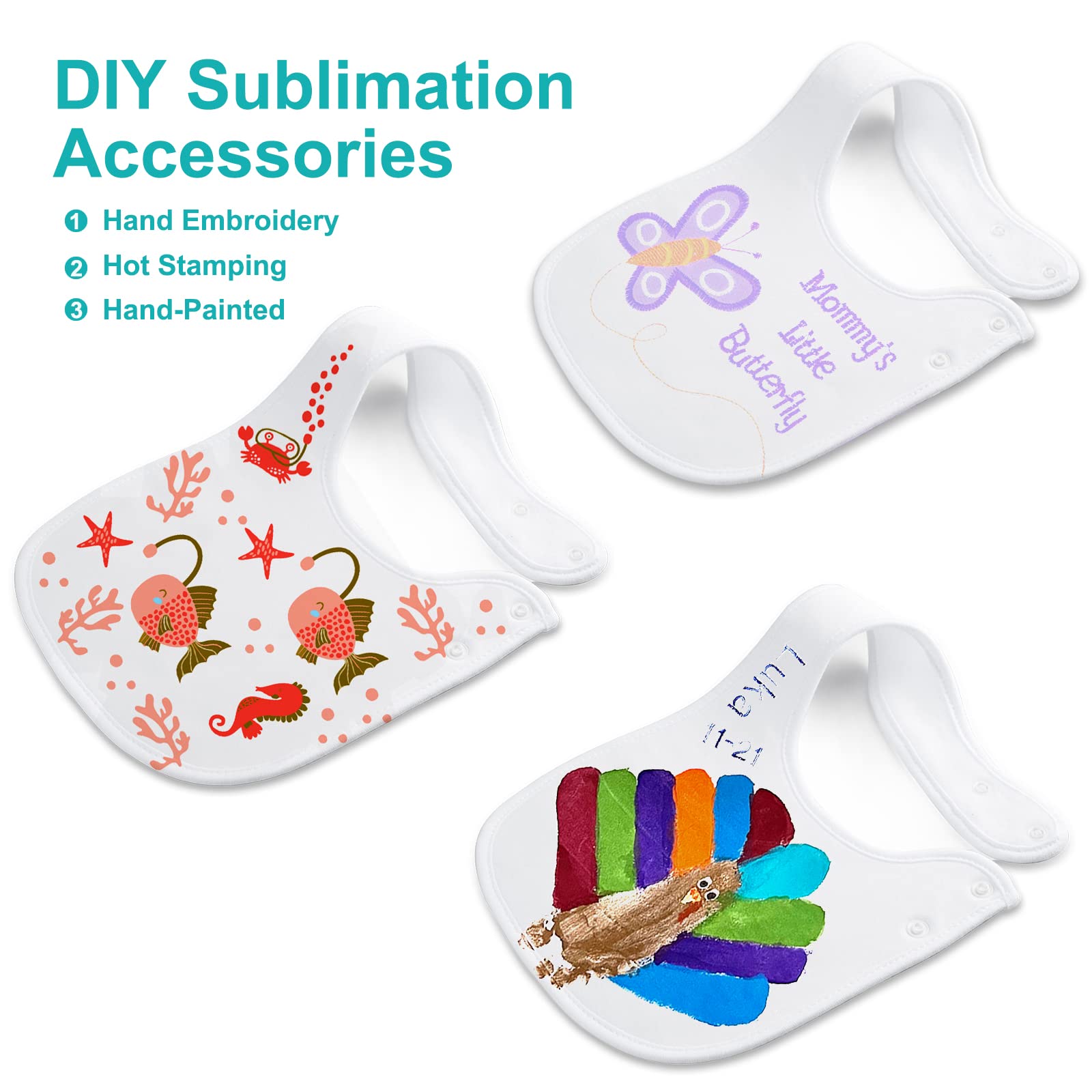 Adjustable side snaps on Benoxine bibs for a secure grow-with-baby fit