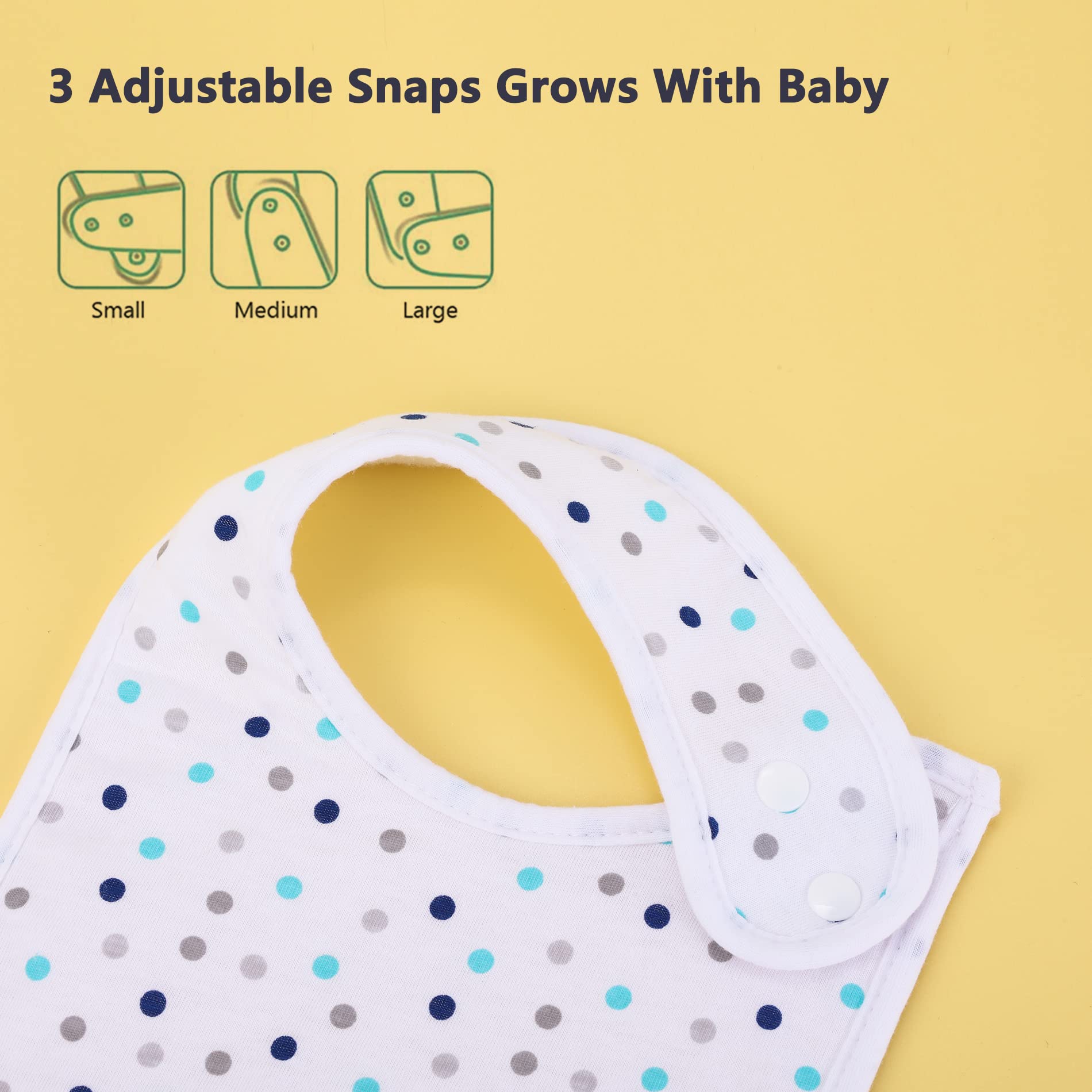 Benoxine bibs side snaps provide quick, gentle removal