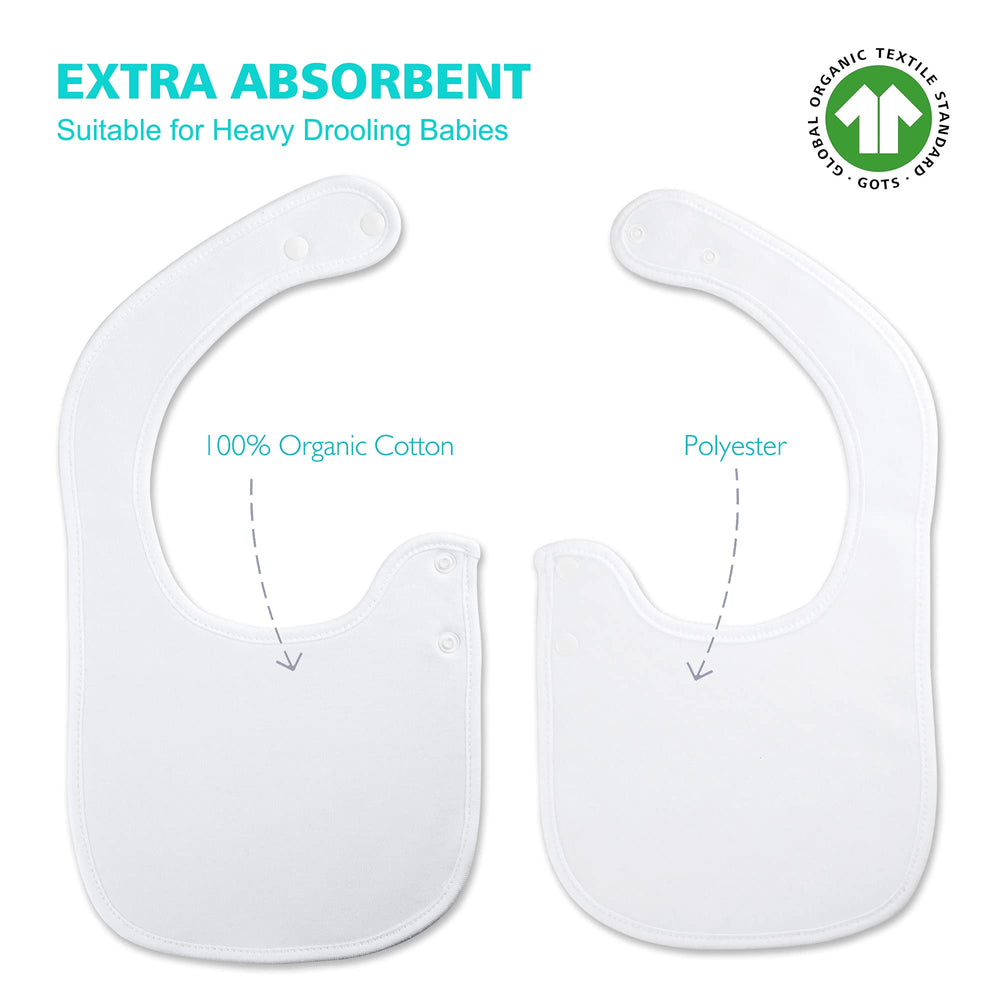Side snaps on Benoxine bibs for easy removal without waking baby