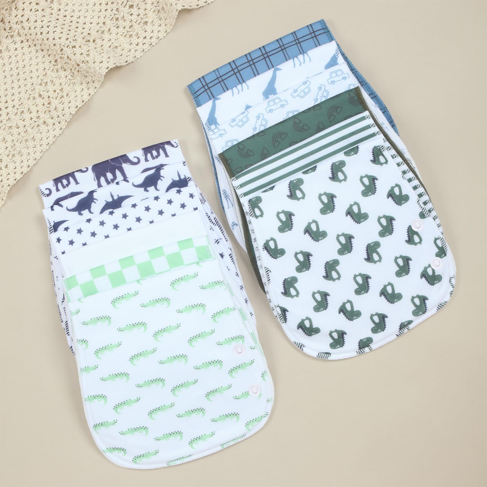 Benoxine baby bibs for burp time and spill protection