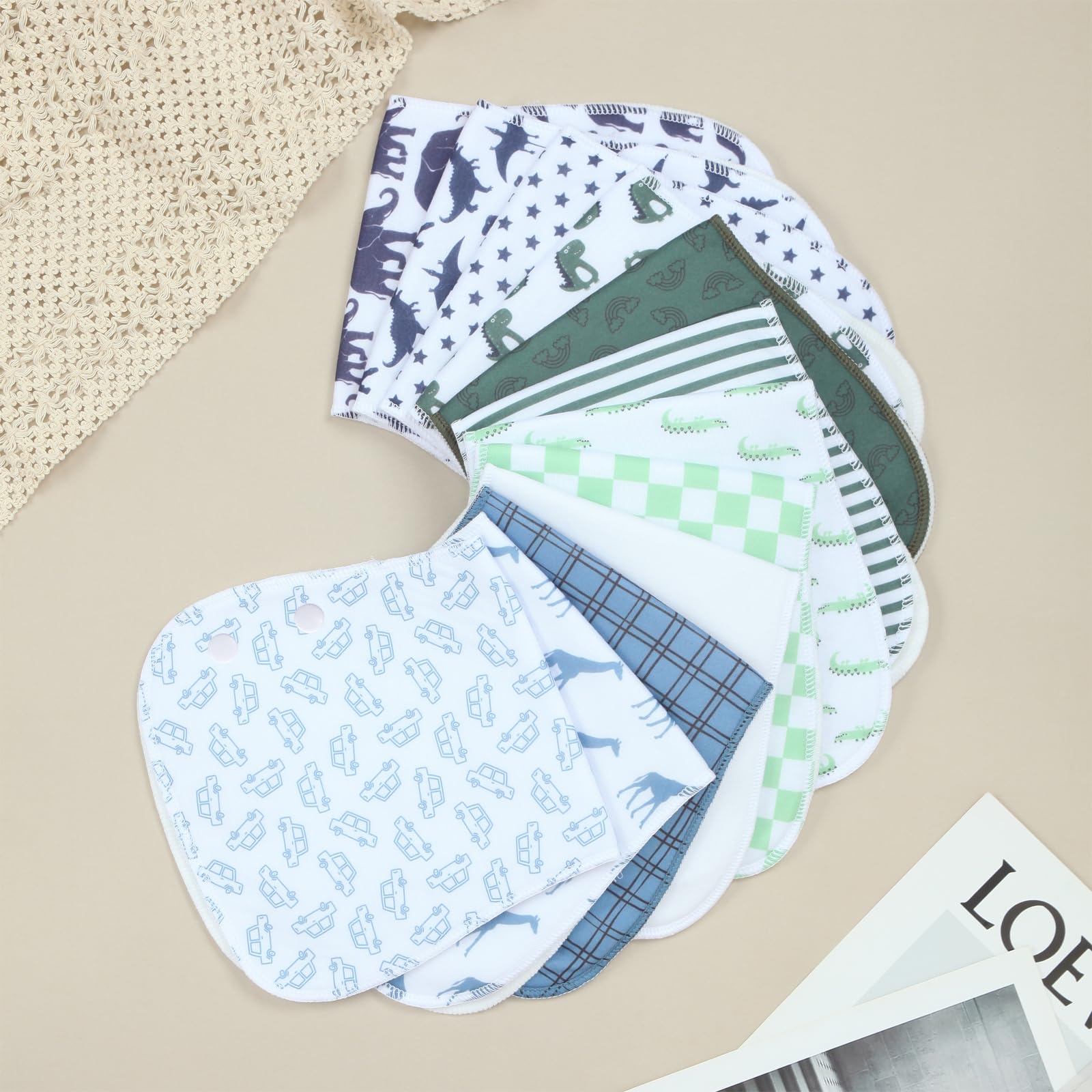 Benoxine baby burp cloths 12-pack set for busy parents.