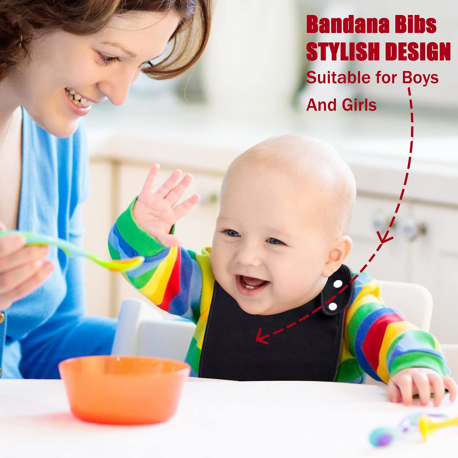 Benoxine bandana bib back fleece adds cozy feel