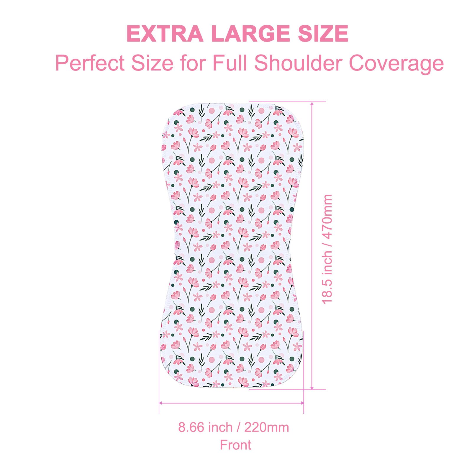 Benoxine burp cloth uses figure-8 design for secure shoulder coverage.