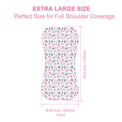 Benoxine burp cloth uses figure-8 design for secure shoulder coverage.