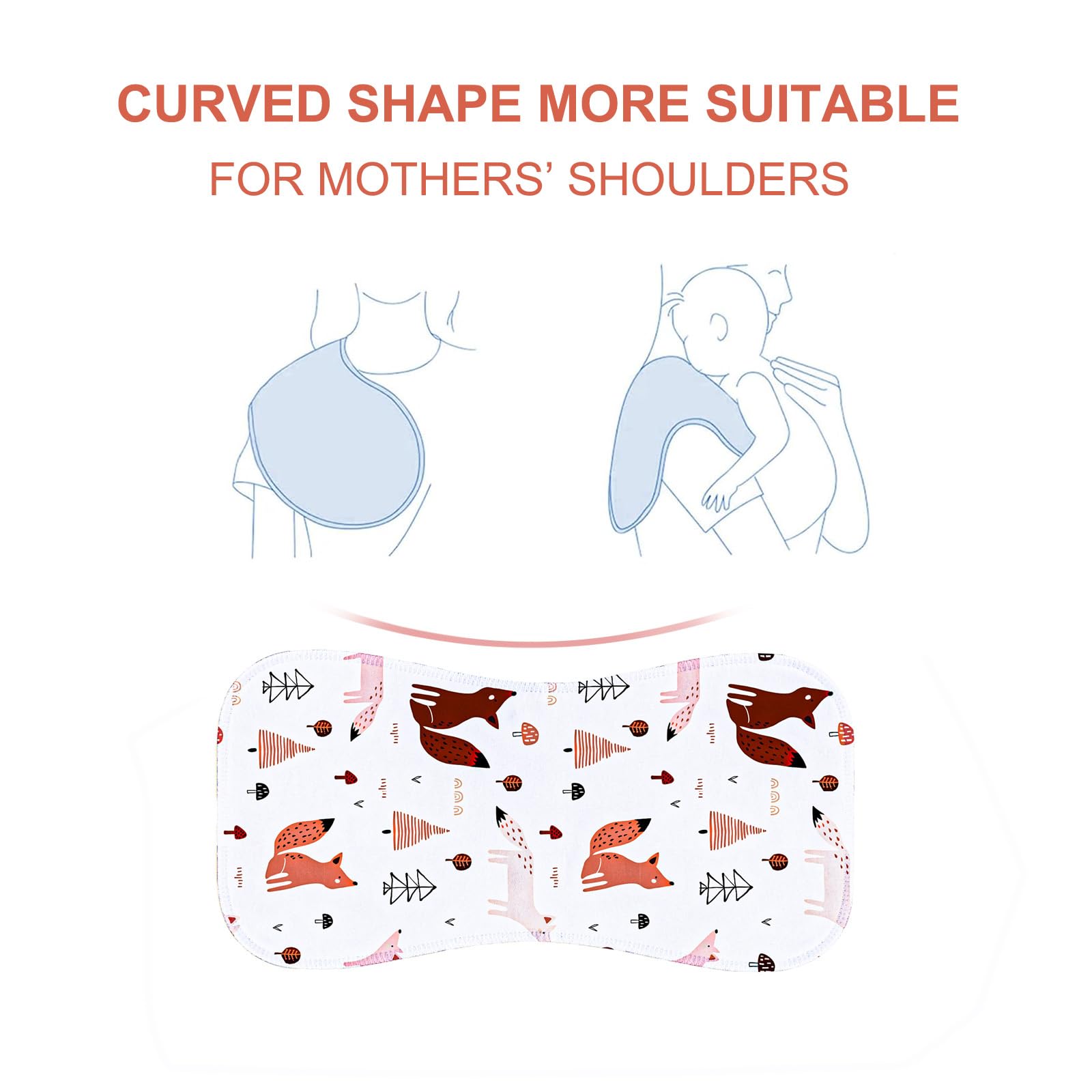 Benoxine burp cloth back features non-slip fleece for secure wear.