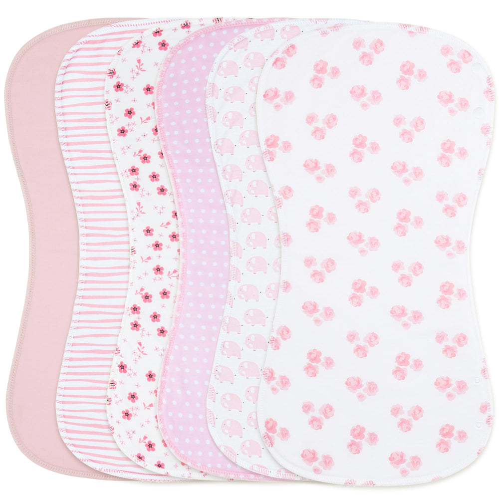Benoxine burp cloth demonstrates shoulder coverage during feeds.