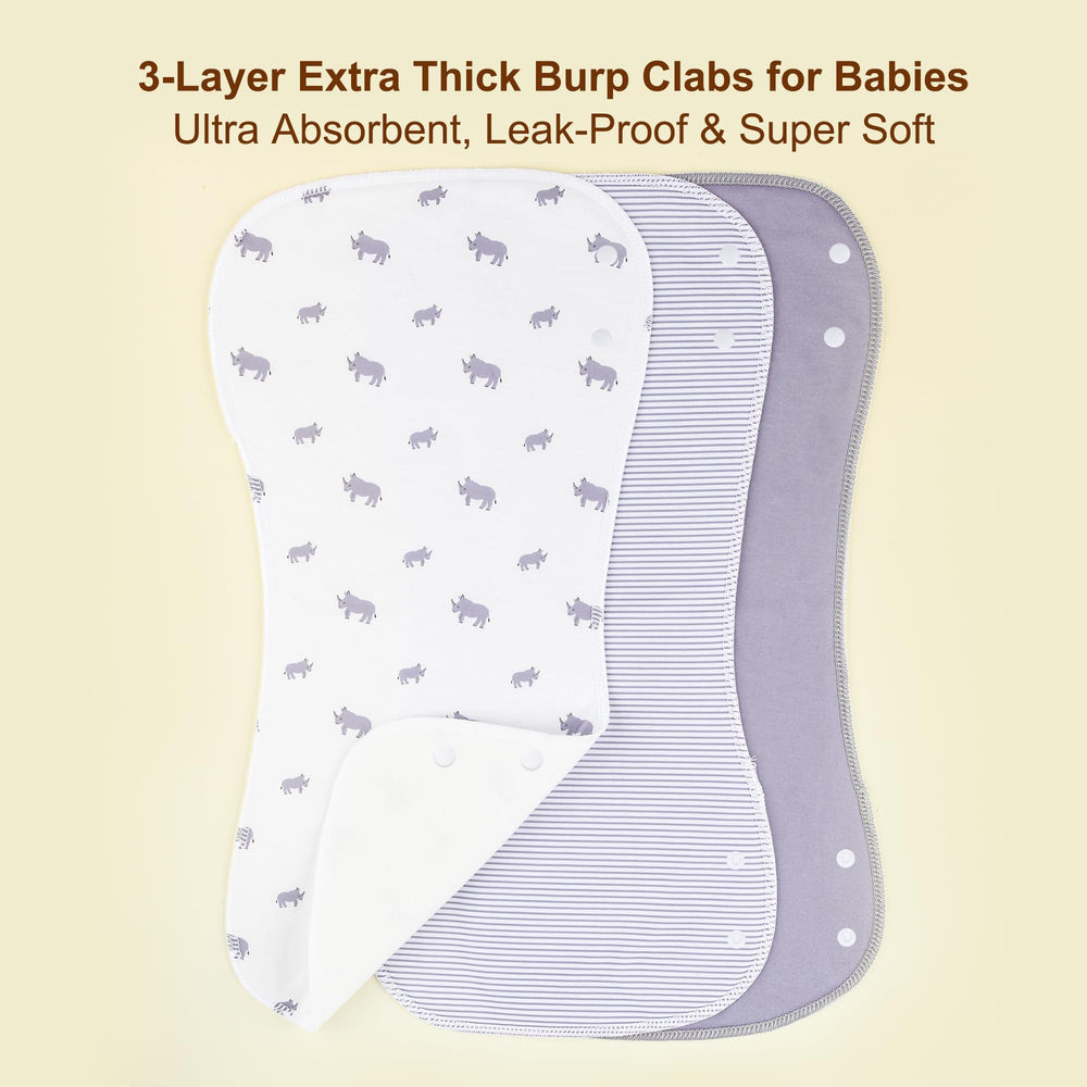 Benoxine burp cloth three-layer absorbent captures spit-up quickly for dry outfits