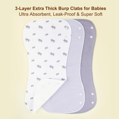 Benoxine burp cloth three-layer absorbent captures spit-up quickly for dry outfits