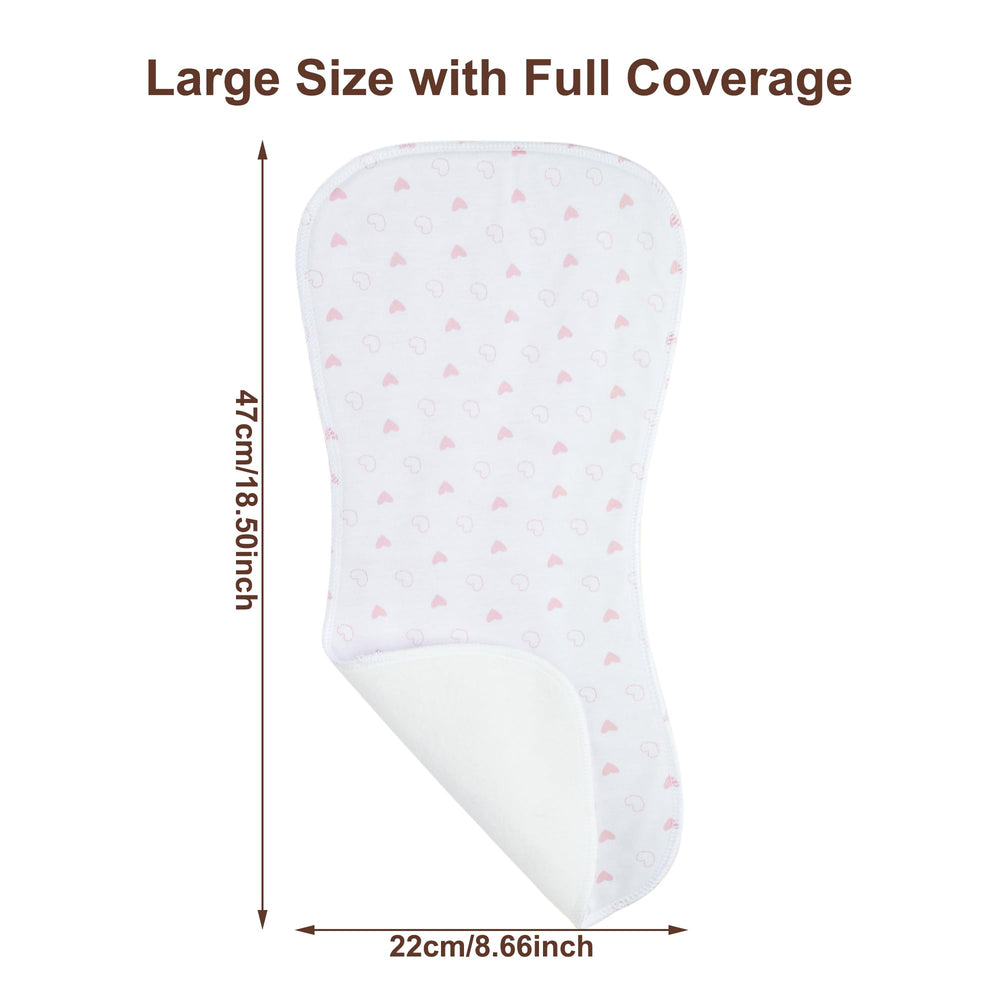 Benoxine burp cloths measure 18.5 by 8.7 inches for full coverage.