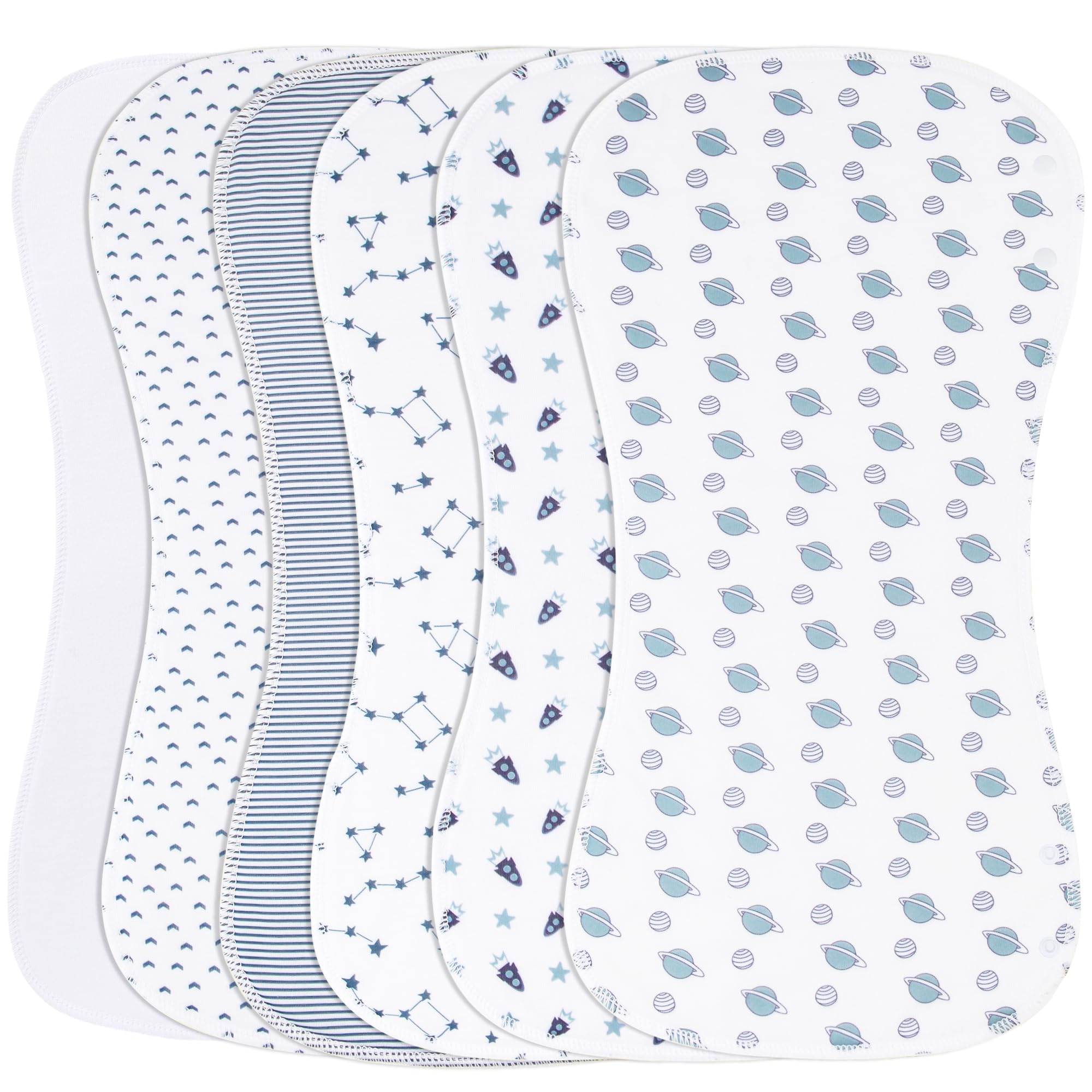 Benoxine burp cloths six-pack absorbent cotton for daily mess control.