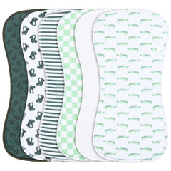 Benoxine burp cloths 6-pack with colorful prints keeps outfits clean during spit-up.