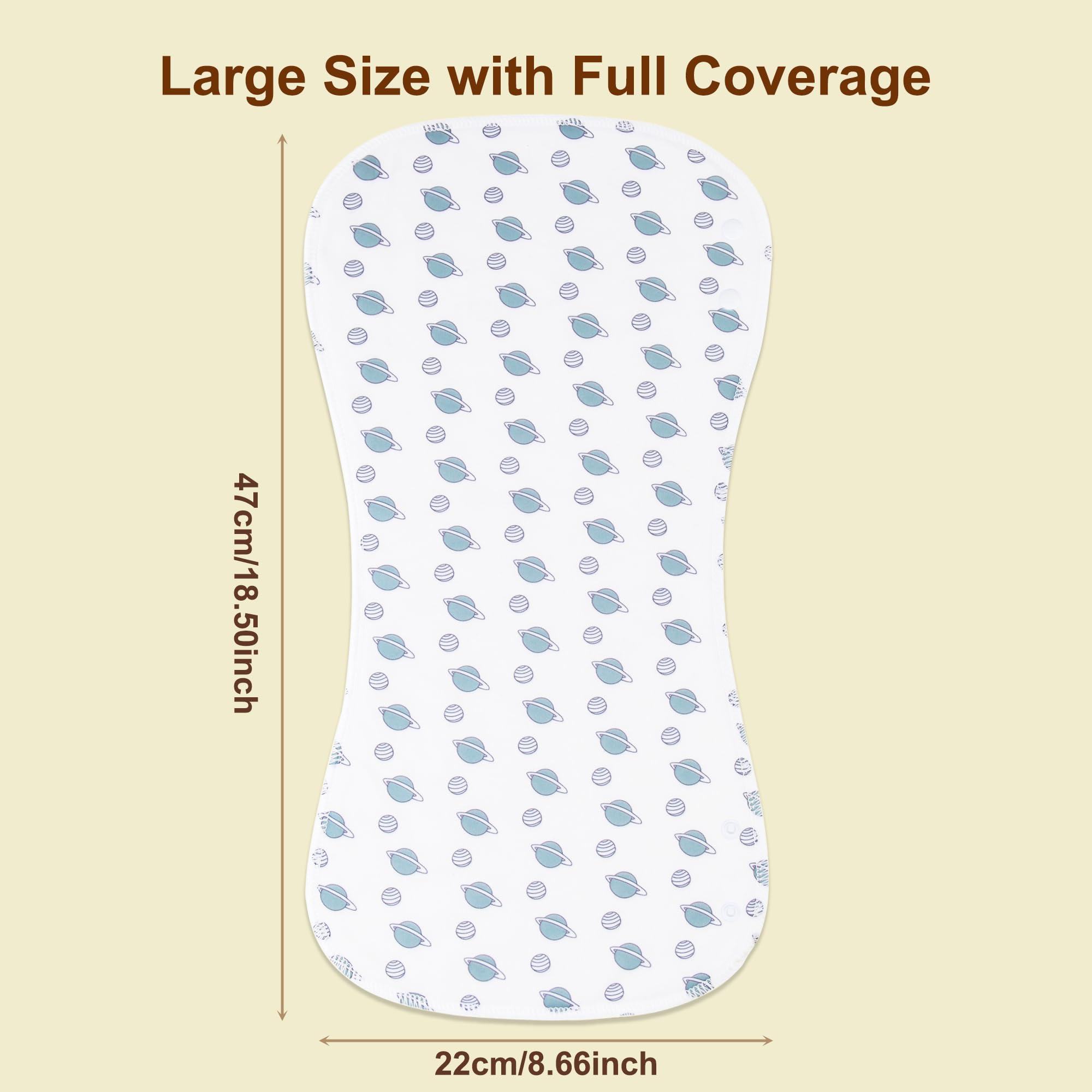 Benoxine burp cloths curved ergonomic shape for secure shoulder fit.