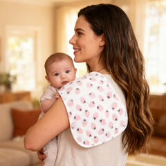 Benoxine extra-large burp cloth measures 8.66 by 18.5 inches for full coverage