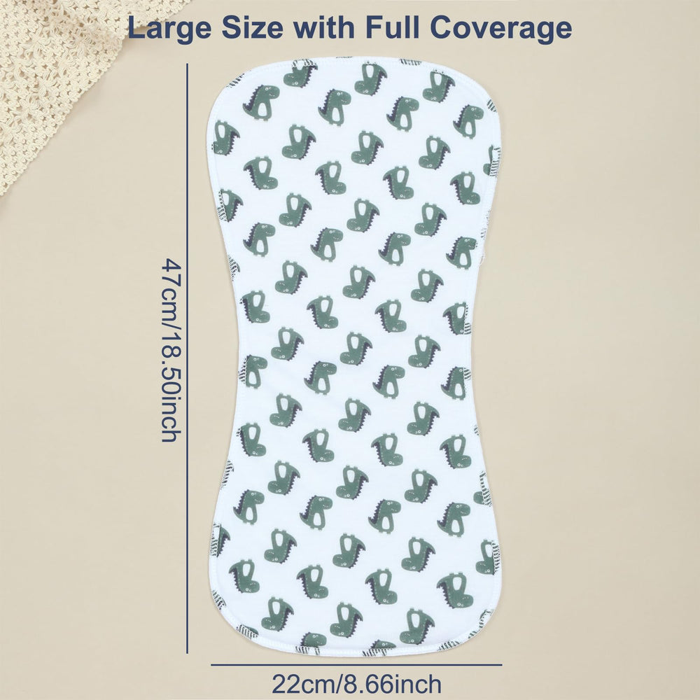 Benoxine burp cloths featuring figure-8 design for reliable shoulder coverage